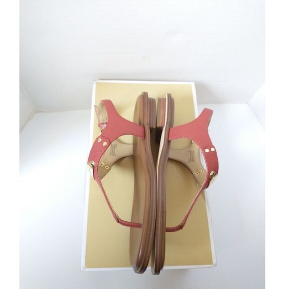 New! MICHAEL KORS Women's MK Plate Thong Leather Sandals Shoes Terracotta Size 7 - Picture 7 of 9